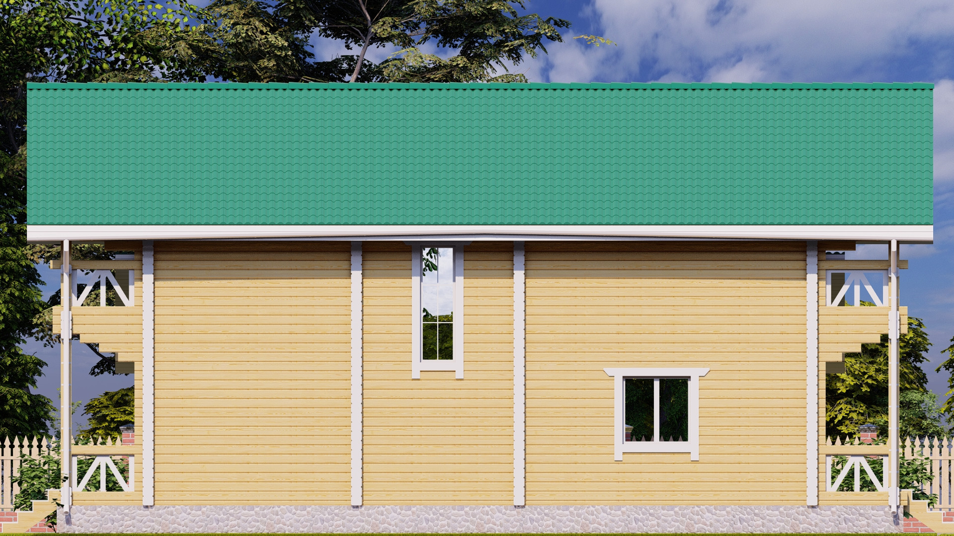 Проект дома из бруса | Фасад левый